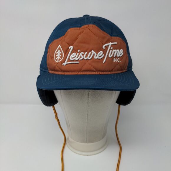 Leisure Time Slideback Hat Blue One Size Chin Strap Ear Flap Quilted - Picture 3 of 9